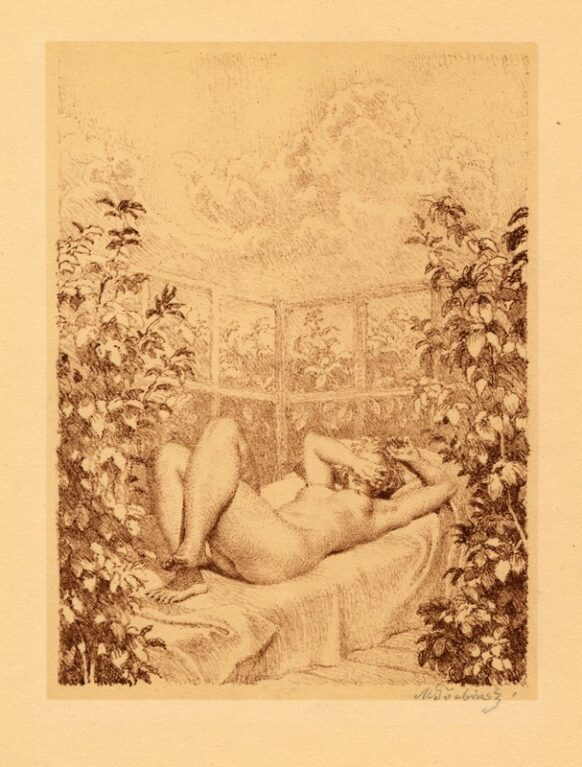 Opalující se nahá žena I.