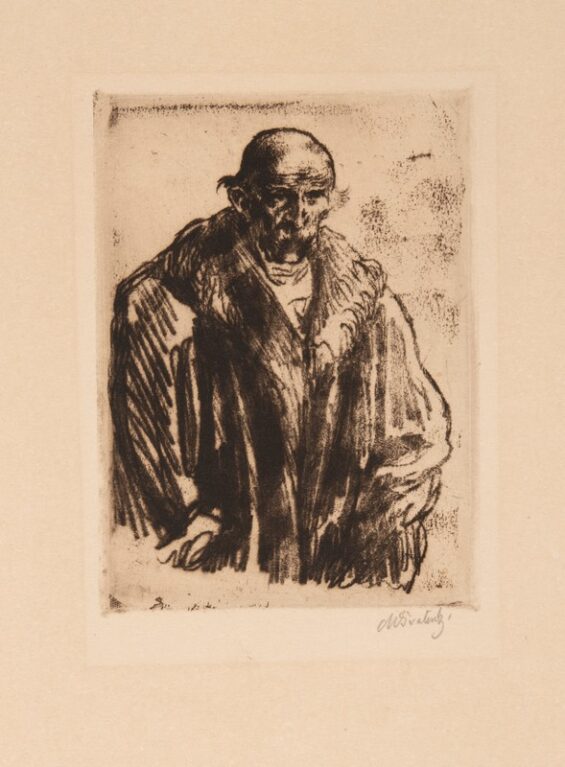 Starý muž v kožichu (studie)