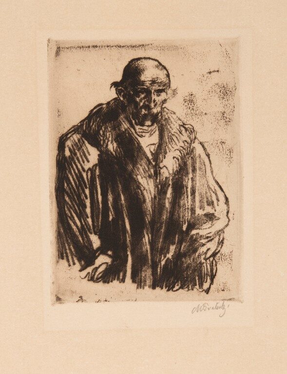 Starý muž v kožichu (studie)