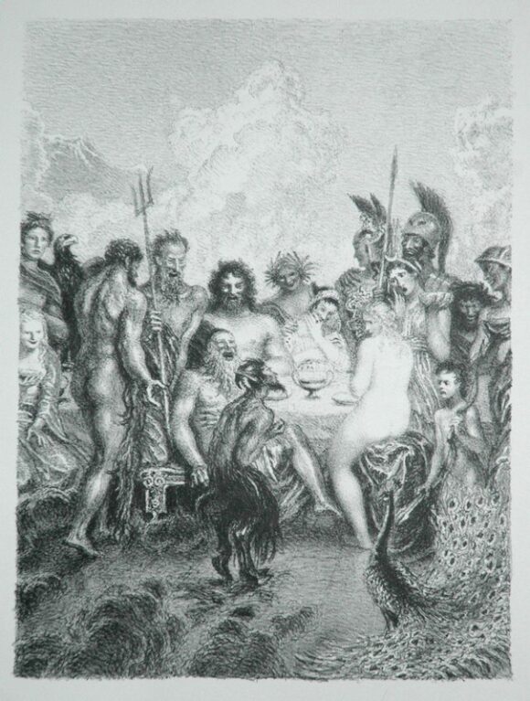 Satyr zve k sobě Venuši