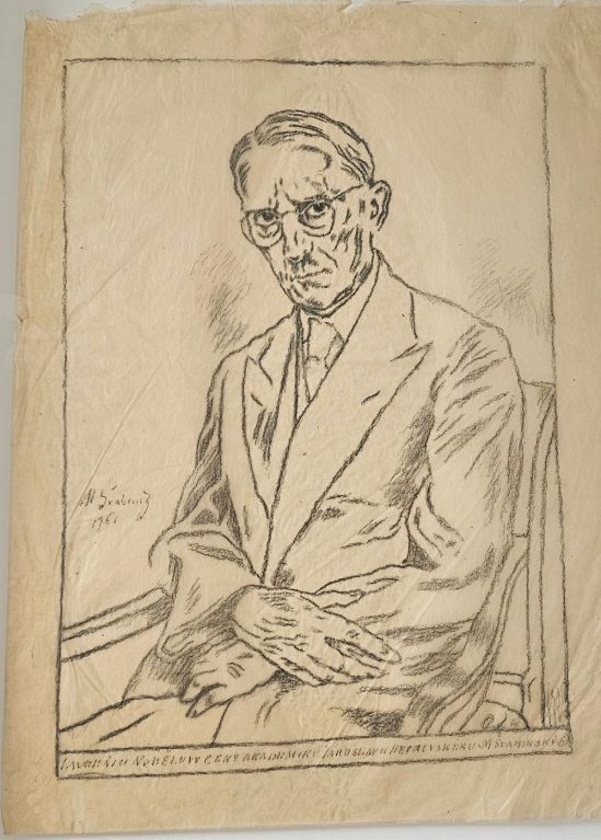 Akademik Jaroslav Heyrovský - Přípravná kresba